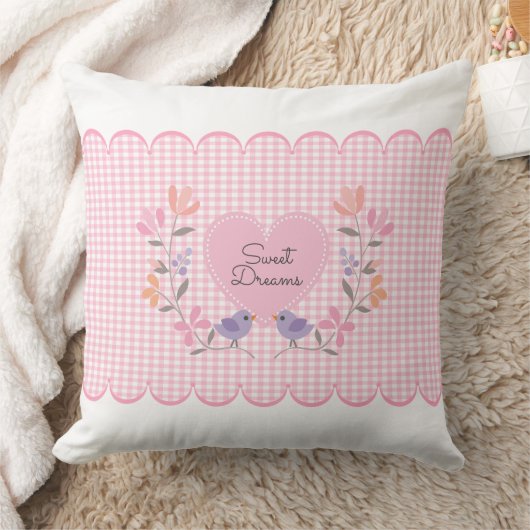 Gepersonaliseerde Blush Roze Bloemen Hart Kussen (Deken)