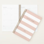 Gepersonaliseerde Blush Roze en Witte Streep Planner (Display)