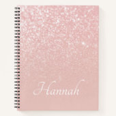 Gepersonaliseerde Blush roze glitter ombre Notitieboek (Voorkant)