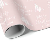Gepersonaliseerde Blush roze kerst Cadeaupapier (Rol Hoek)