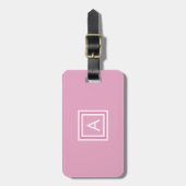 Gepersonaliseerde Blush Roze Modern Monogram Bagagelabel (Voorkant verticaal)