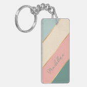 Gepersonaliseerde Blush roze muis Green Ivory Stri Sleutelhanger (Voorkant Links)