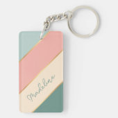 Gepersonaliseerde Blush roze muis Green Ivory Stri Sleutelhanger (achterkant)