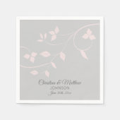 Gepersonaliseerde Blush Roze Rose & Grijs (Grijs)  Servet (Voorkant)