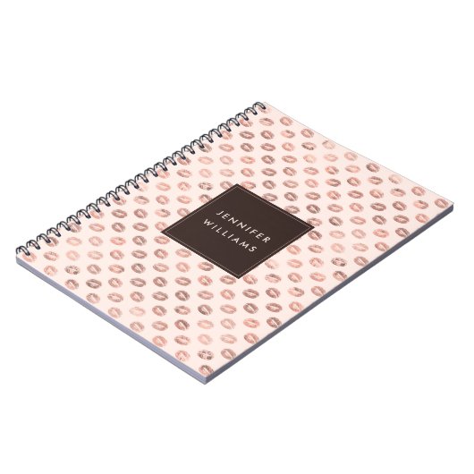 Gepersonaliseerde Blush roze roze gouden lipstick  Notitieboek (Linkerzijde)