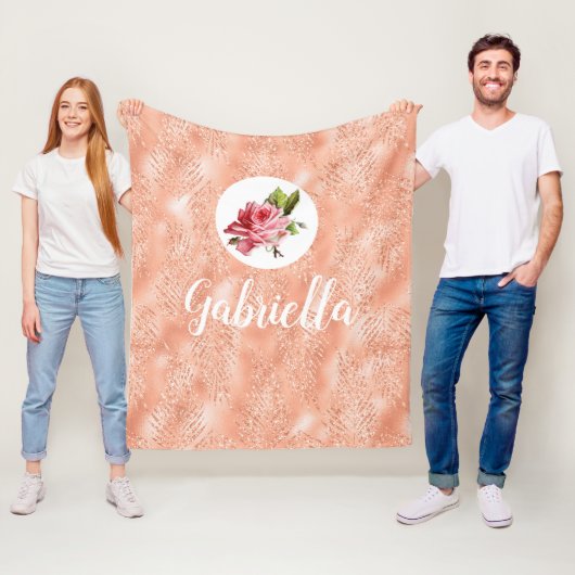 Gepersonaliseerde Blush roze roze roze Fleece Deken (In situ)