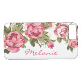 Gepersonaliseerde blush roze rozen Peonies Case-Mate iPhone Case (Achterkant (Horizontaal))