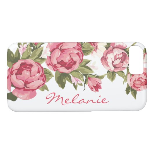 Gepersonaliseerde blush roze rozen Peonies Case-Mate iPhone Case (Achterkant (Horizontaal))