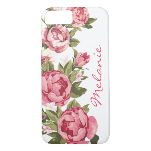 Gepersonaliseerde blush roze rozen Peonies Case-Mate iPhone Case (Achterkant)
