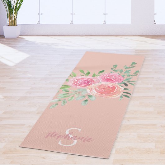 Gepersonaliseerde Blush roze rozen Yogamat