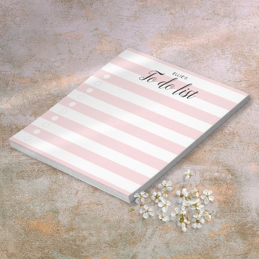 Gepersonaliseerde Blush roze striped to Do List Notitieblok