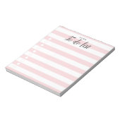 Gepersonaliseerde Blush roze striped to Do List Notitieblok (Linkerzijde)