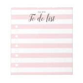 Gepersonaliseerde Blush roze striped to Do List Notitieblok (Voorkant)