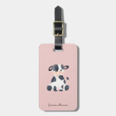 Gepersonaliseerde blush roze trendy waterverf koe bagagelabel (Voorkant verticaal)