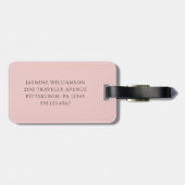 Gepersonaliseerde blush roze trendy waterverf koe bagagelabel (Achterkant horizontaal)