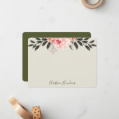 Gepersonaliseerde Blush roze Waterverf Moderne Gre Notitiekaartje (Voorkant / Achterkant in situ)