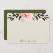 Gepersonaliseerde Blush roze Waterverf Moderne Gre Notitiekaartje (Voorkant / Achterkant)