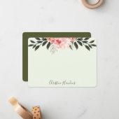 Gepersonaliseerde Blush roze Waterverf Moderne Gre Notitiekaartje (Voorkant / Achterkant in situ)