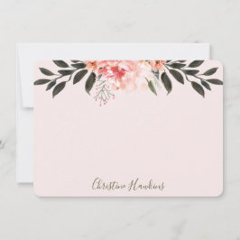 Gepersonaliseerde Blush roze Waterverf Moderne Gre Notitiekaartje