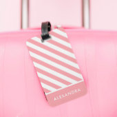 Gepersonaliseerde Blush Roze Wit Gestreepte Tas La Bagagelabel