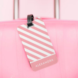 Gepersonaliseerde Blush Roze Wit Gestreepte Tas La Bagagelabel