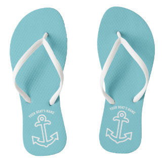 Gepersonaliseerde Boat Anchor Teenslippers Aqua Bl