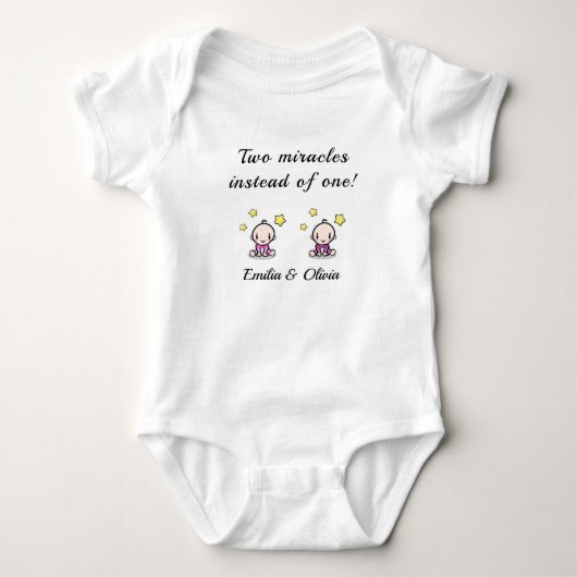 gepersonaliseerde bodysuit voor tweelingbaby meisj (Voorkant)