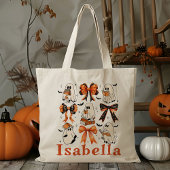 Gepersonaliseerde Boek Bows Ghost Trick or treat S Tote Bag