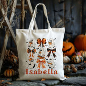 Gepersonaliseerde Boek Bows Ghost Trick or treat S Tote Bag