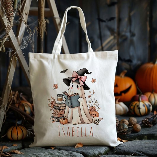 Gepersonaliseerde boek lezen Ghost Trick or treat  Tote Bag