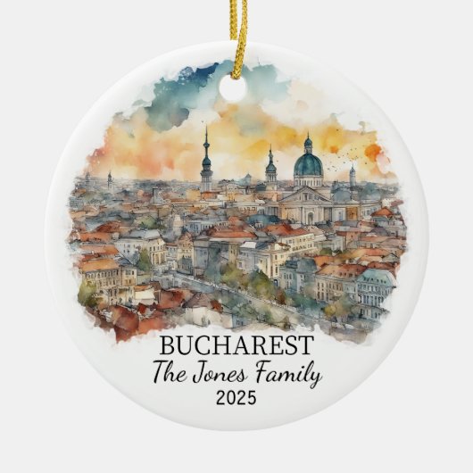 Gepersonaliseerde Boekarest Ornament, Roemenië Orn Keramisch Ornament (Voorkant)