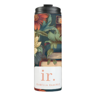 Gepersonaliseerde Boeken & Bloemen met Naam & Mono Thermosbeker