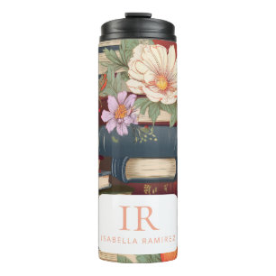 Gepersonaliseerde Boeken & Bloemen met Naam & Mono Thermosbeker