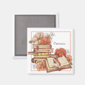 Gepersonaliseerde boeken en bloemen magneet (Voorkant / Achterkant)