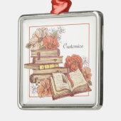 Gepersonaliseerde boeken en bloemen metalen ornament (Links)