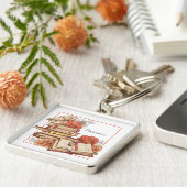 Gepersonaliseerde boeken en bloemen sleutelhanger (Zijkant)