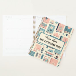 Gepersonaliseerde Boeken en planten pastel school Planner