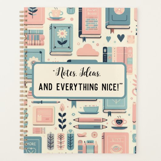 Gepersonaliseerde Boeken en planten pastel school Planner (Voorkant)