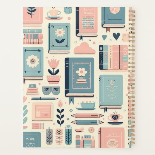 Gepersonaliseerde Boeken en planten pastel school Planner (Achterkant)