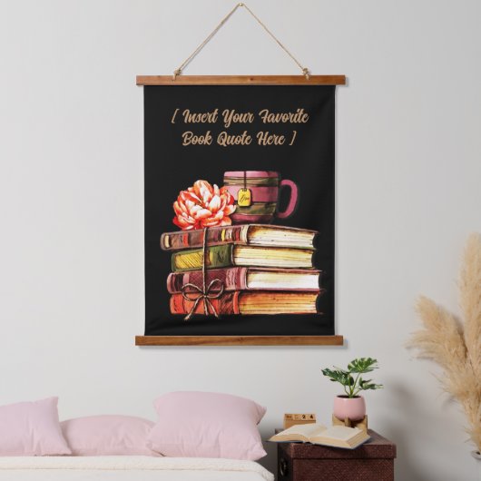 Gepersonaliseerde boeken en thea Black Hangend Wandkleed (Slaapkamer)