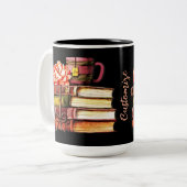 Gepersonaliseerde boeken en thee tweekleurige koffiemok (Voorkant links)