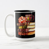 Gepersonaliseerde boeken en thee tweekleurige koffiemok (Links)