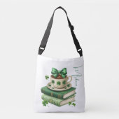 Gepersonaliseerde Boeken, Koffie & Shamrocks Canva Crossbody Tas (Voorkant)