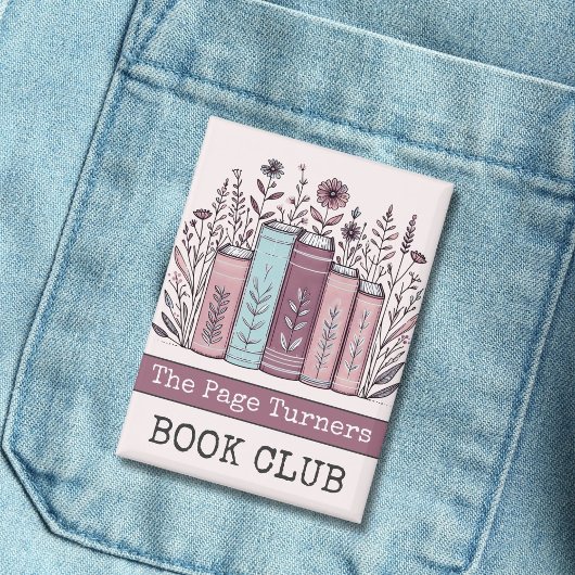 Gepersonaliseerde Boekenclub Bloemen Button
