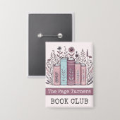 Gepersonaliseerde Boekenclub Bloemen Button (Voorkant / Achterkant)