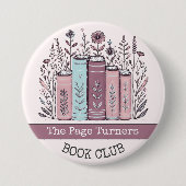 Gepersonaliseerde Boekenclub Bloemen Ronde Button 7,6 Cm (Voorkant)