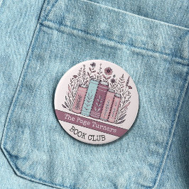 Gepersonaliseerde Boekenclub Bloemen Ronde Button 7,6 Cm