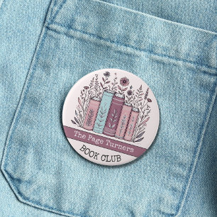 Gepersonaliseerde Boekenclub Bloemen Ronde Button 7,6 Cm