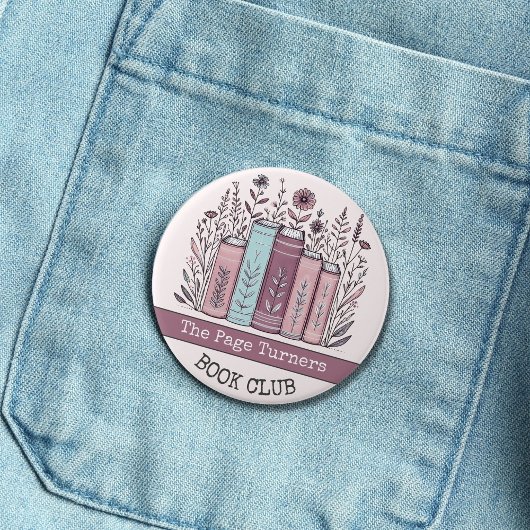 Gepersonaliseerde Boekenclub Bloemen Ronde Button 7,6 Cm