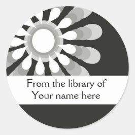 Gepersonaliseerde Boekplaten (3) Moderne Bloem Ronde Sticker